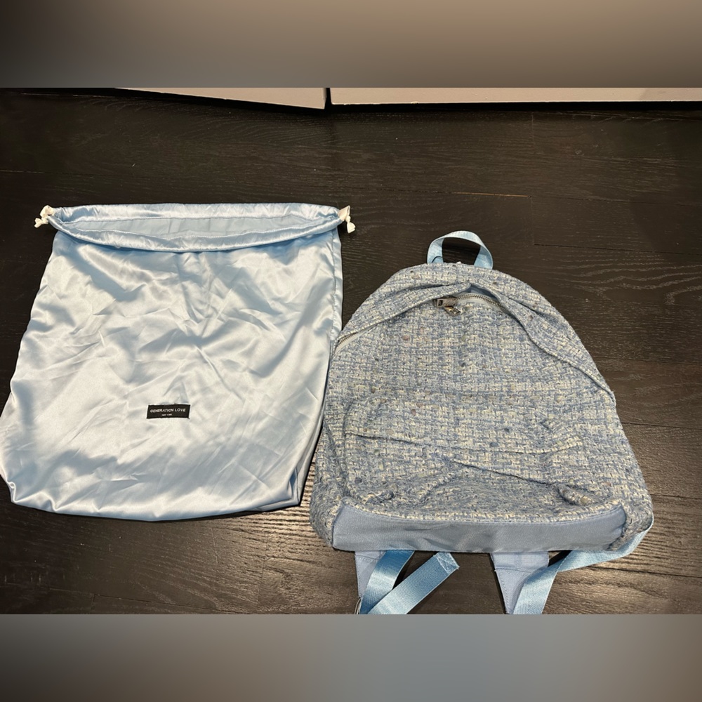 Generation Love Eden Tweed Backpack Light Blue School - Picture 3 of 6